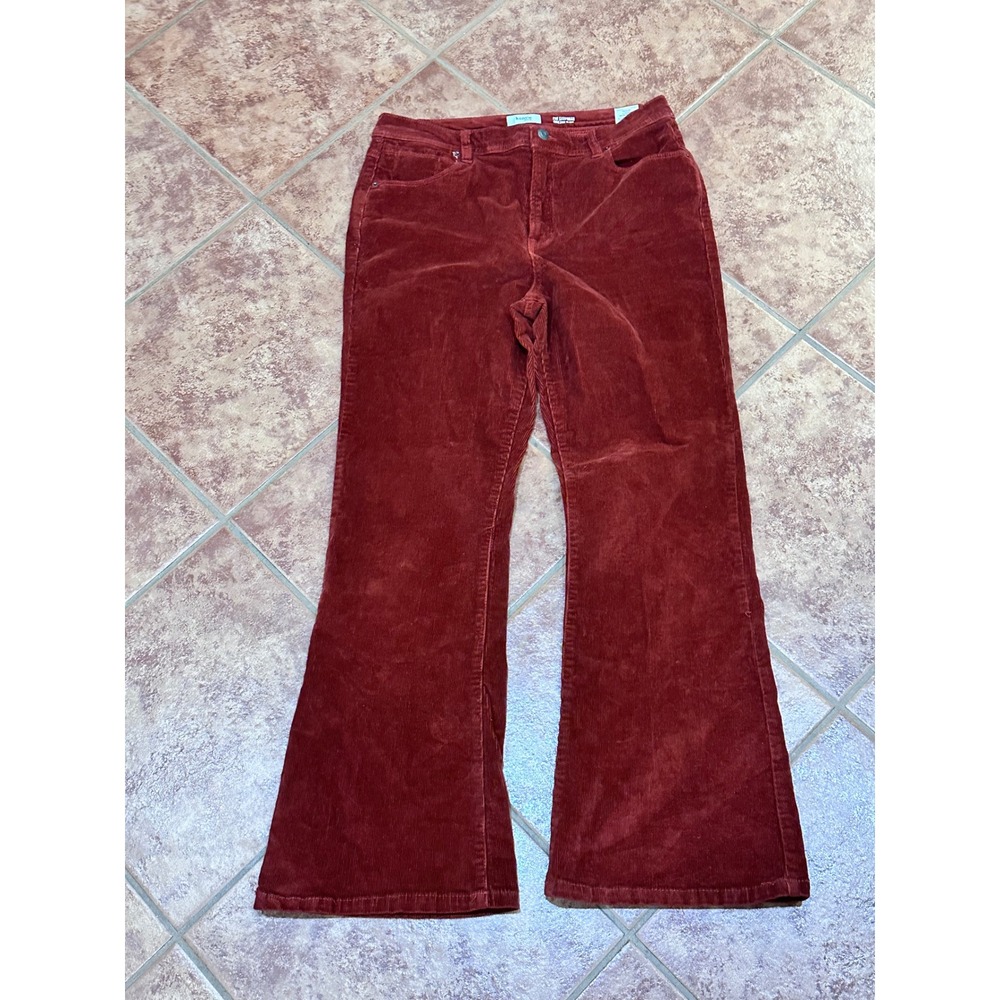 Kensie Savannah High‎ Rise Flare Corduroy Pants Rust Red Size 12/31